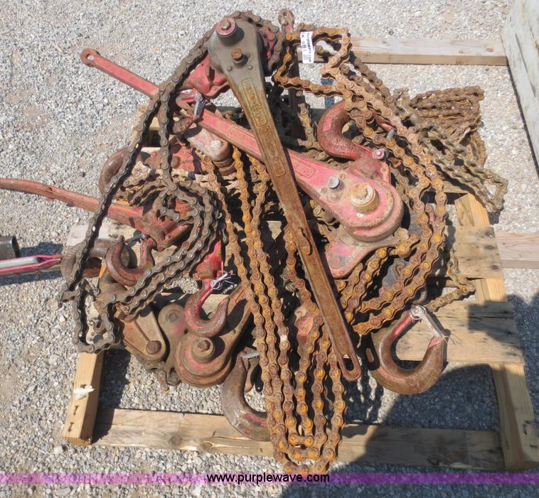 image for item AK9711 Approximately seven 1 1/2 ton chain hoists