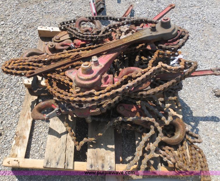 image for item AK9711 Approximately seven 1 1/2 ton chain hoists