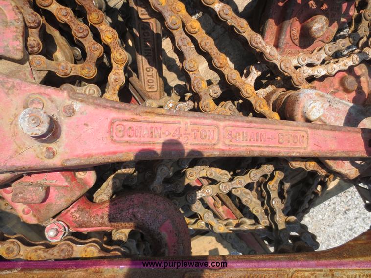 image for item AK9711 Approximately seven 1 1/2 ton chain hoists