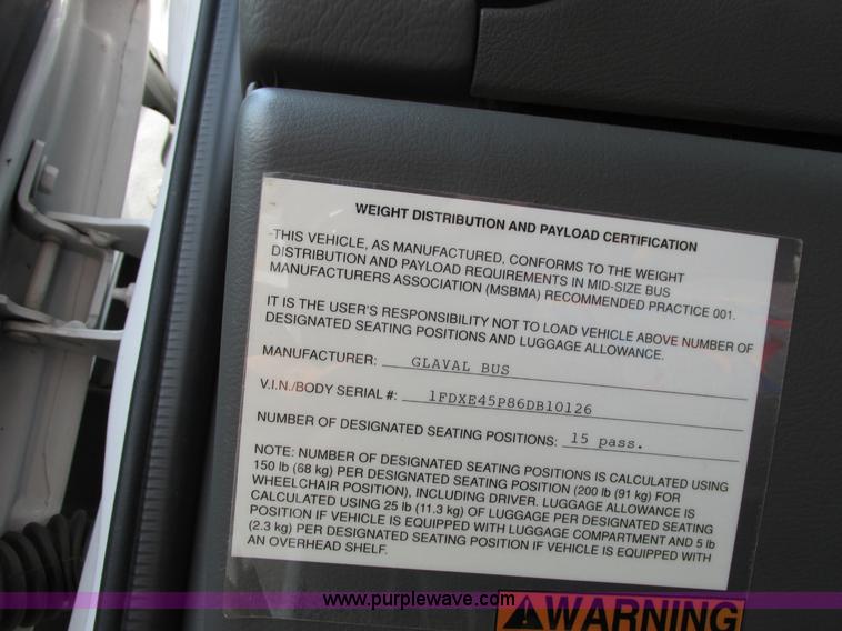 image for item B4790 2006 Ford E450 transit vehicle