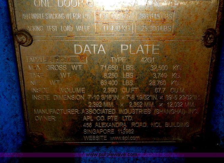 image for item I4352 2001 APL 40' dry storage container