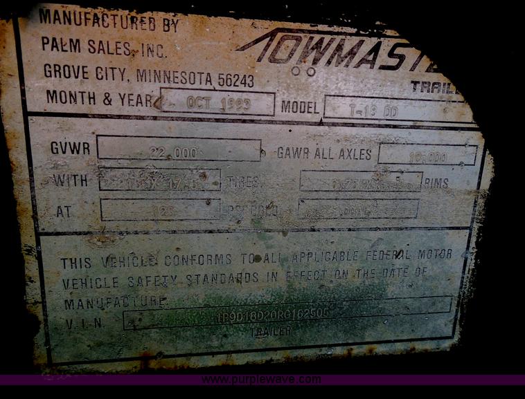 image for item G8538 1993 Towmaster T-18DD trailer