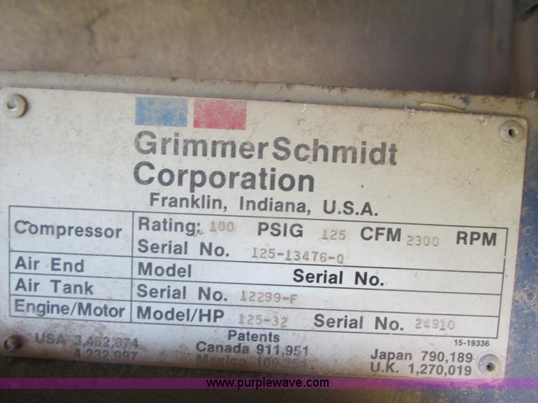 image for item G8998 Grimmer Schmidt 125 air compressor