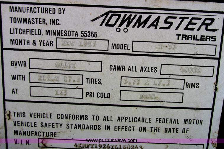 image for item G8999 1996 Towmaster T40 trailer