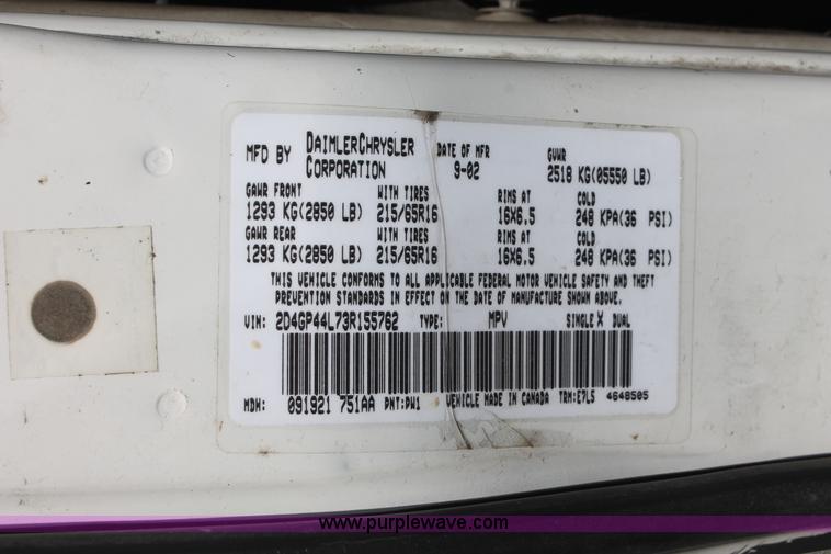 image for item I8108 2003 Dodge Grand Caravan Sport van