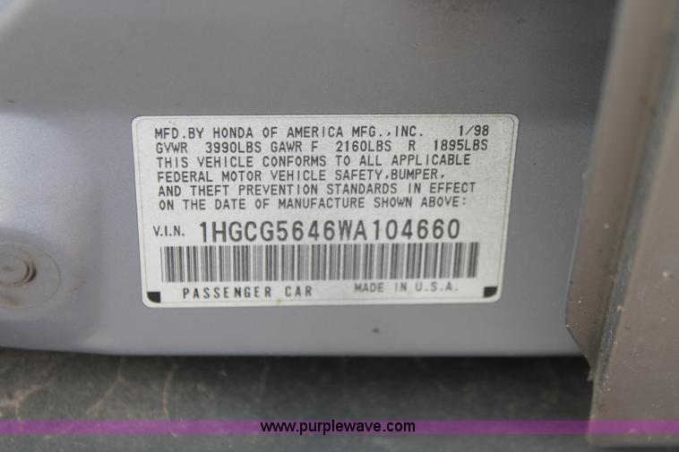 image for item I8113 1998 Honda Accord LX