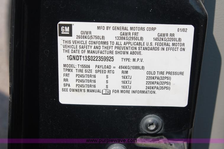 image for item I8158 2002 Chevrolet TrailBlazer SUV