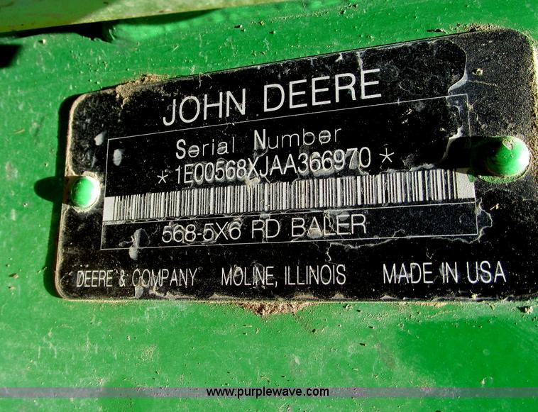 image for item E5174 2010 John Deere 568 round baler