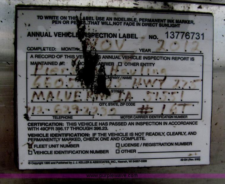 image for item F7108 1979 Brenner stainless steel tanker trailer