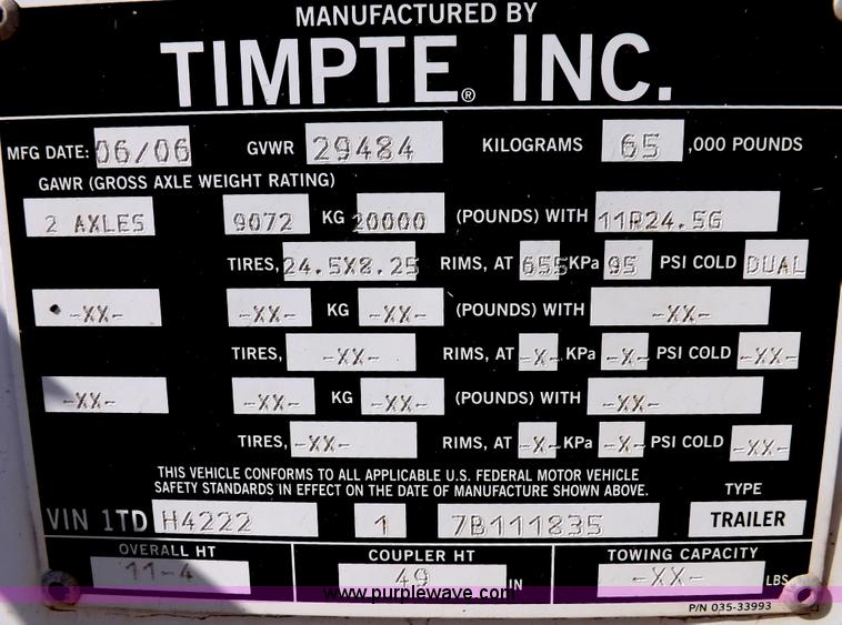 image for item I7594 2007 Timpte Super Hopper grain trailer