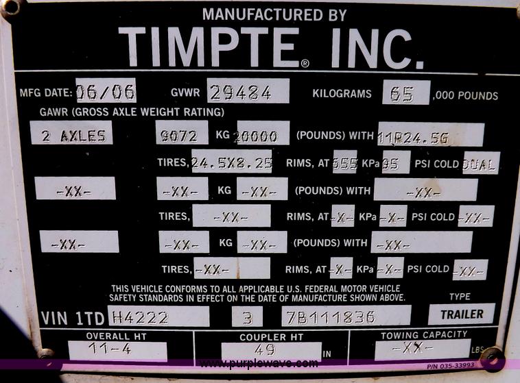 image for item I7595 2007 Timpte Super Hopper grain trailer