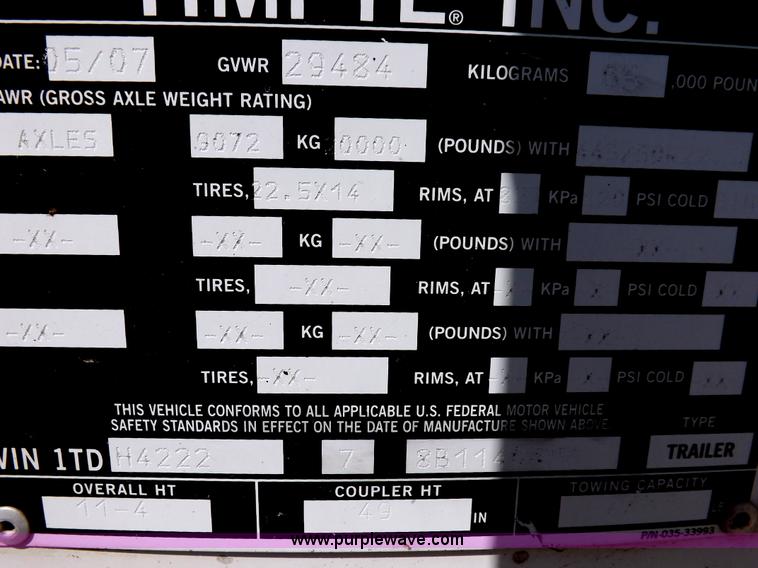 image for item I7596 2008 Timpte Super Hopper grain trailer