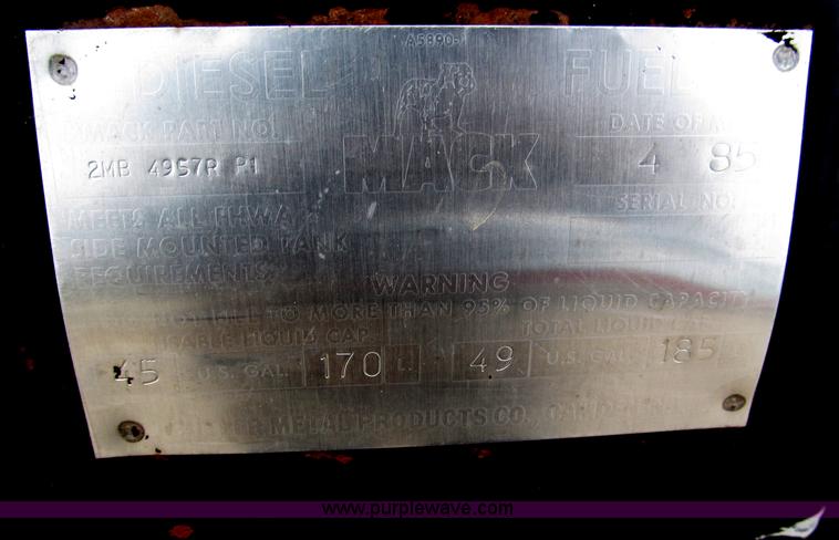 image for item F7122 1985 Mack RD688S Econodyne triple axle semi truck