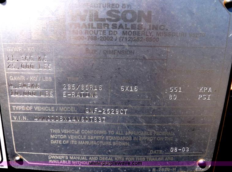 image for item I7617 2003 Wilson 37' gooseneck trailer