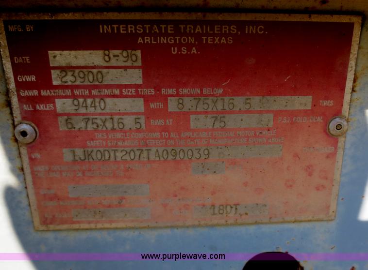 image for item D5952 1996 Interstate 18DT equipment trailer