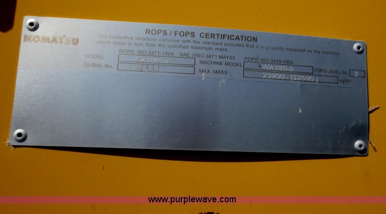 image for item D5953 2007 Komatsu WA380-6 wheel loader