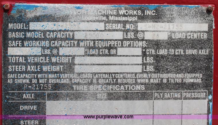 image for item I7752 1992 Taylor TE2505 Big Red lift truck