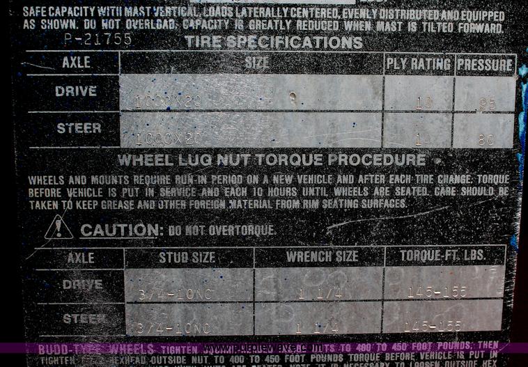 image for item I7752 1992 Taylor TE2505 Big Red lift truck