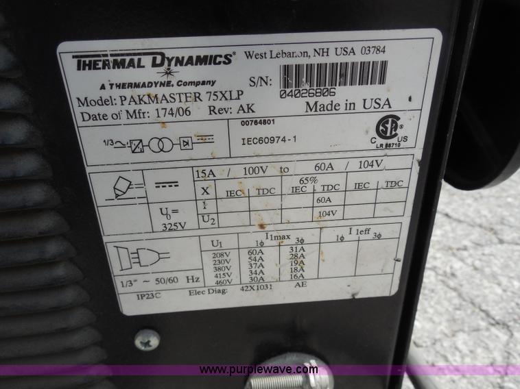 image for item AU9454 Thermal Dynamics PakMaster 75XL plus plasma cutter