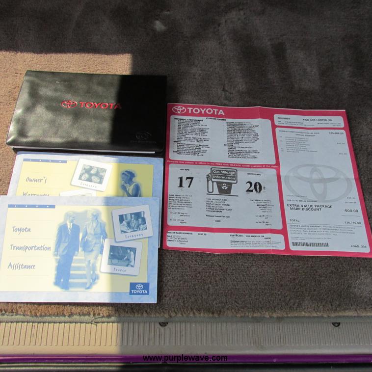 image for item I4982 1999 Toyota 4Runner Limited SUV