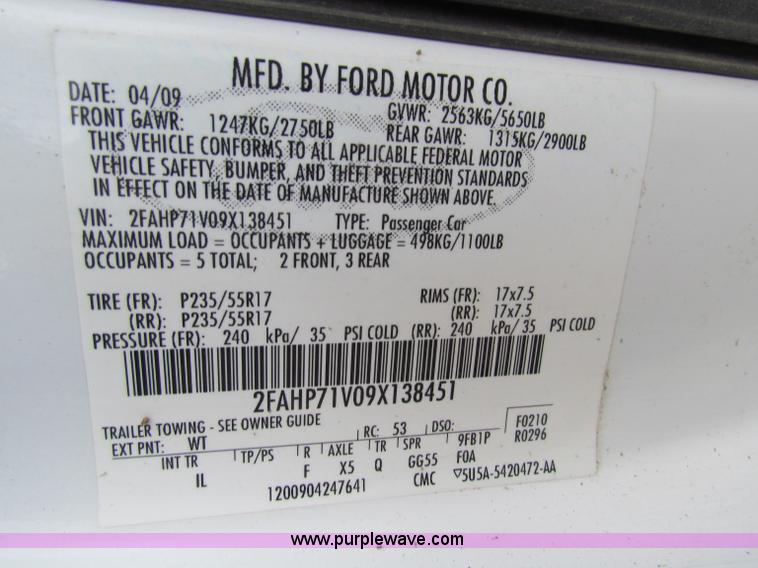 image for item G4146 2009 Ford Crown Victoria Police Interceptor