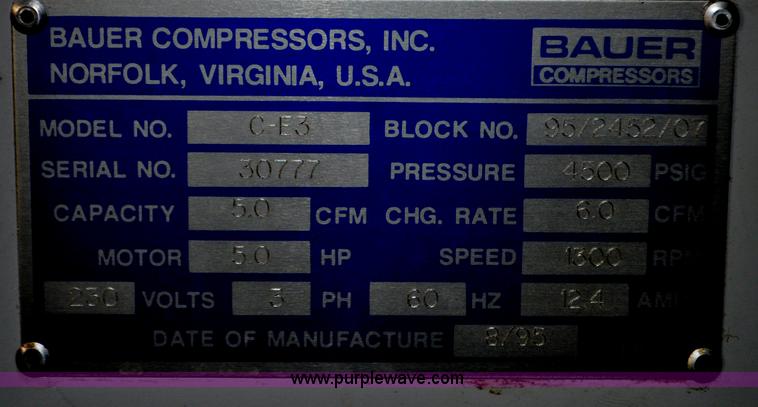 image for item G6068 1995 Bauer Breathing C-E3 air compressor