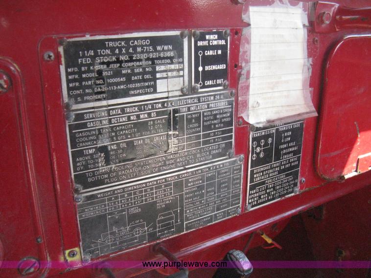 image for item H6419 1968 Kaiser Jeep M715 brush firetruck