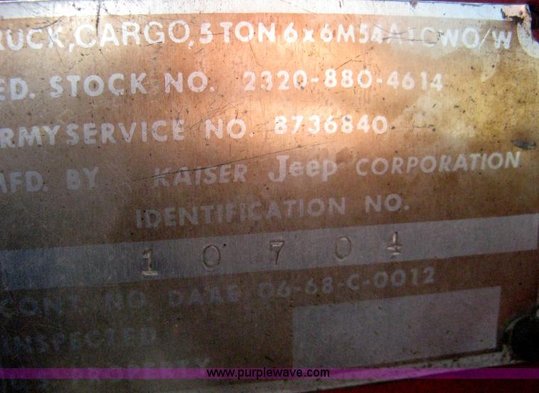 image for item H6420 1968 Kaiser Jeep M54 flatbed truck