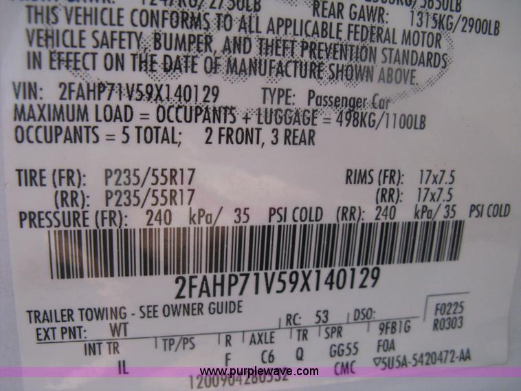 image for item H6423 2009 Ford Crown Victoria Police Interceptor