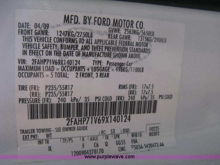 image for item H6424 2009 Ford Crown Victoria Police Interceptor