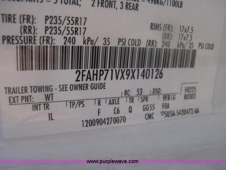 image for item H6425 2009 Ford Crown Victoria Police Interceptor