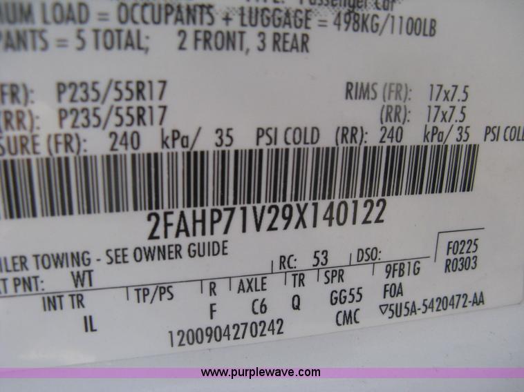 image for item H6429 2009 Ford Crown Victoria Police Interceptor