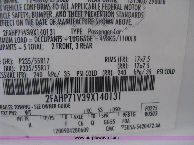 image for item H6430 2009 Ford Crown Victoria Police Interceptor