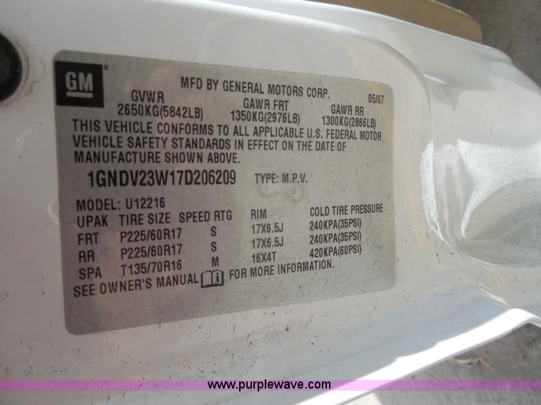 image for item H6636 2007 Chevrolet Uplander LS Ext. 1LS minivan