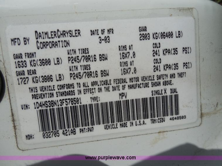 image for item H6674 2003 Dodge Durango SXT SUV