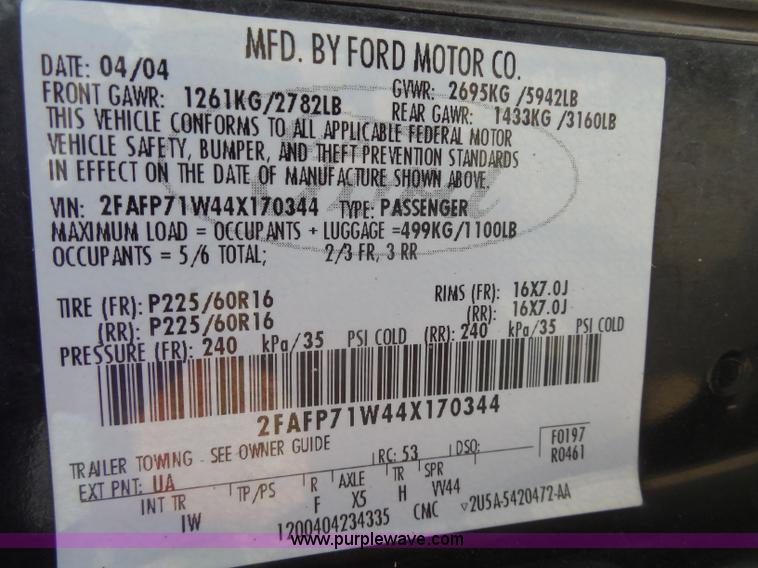 image for item H6697 2004 Ford Crown Victoria Police Interceptor