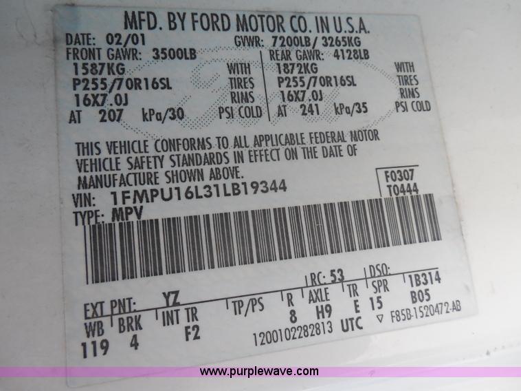 image for item H6699 2001 Ford Expedition XLT SUV