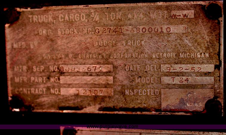 image for item H6929 1952 Dodge T24 truck