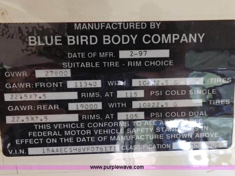 image for item I7622 1997 Blue Bird TC2000 bus