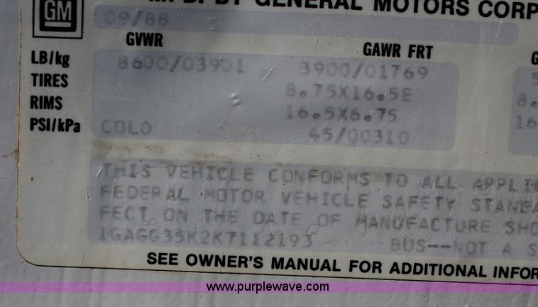 image for item I8084 1989 Chevrolet Sport Van