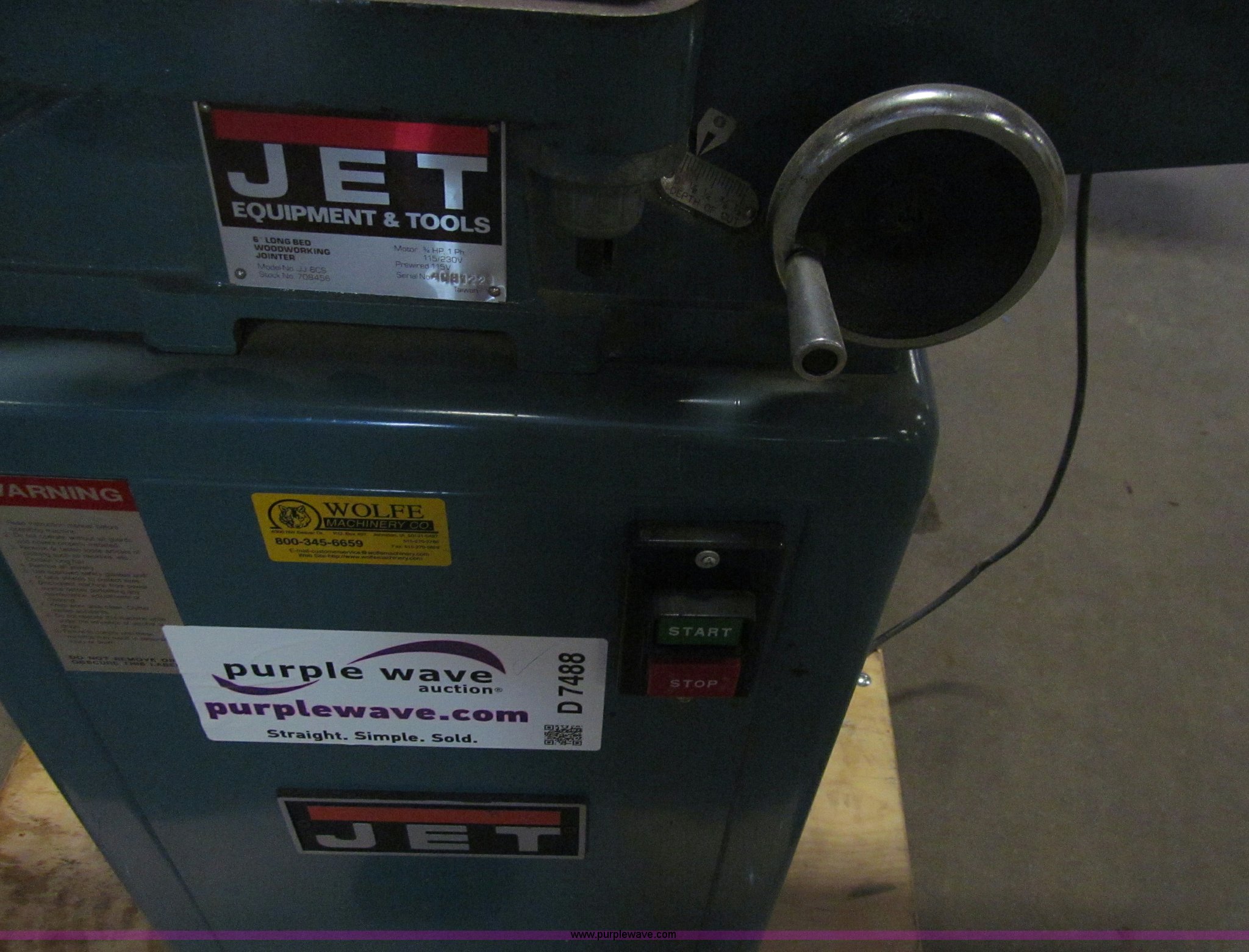 Jet JJ6CS planer in Des Moines, IA Item D7488 sold Purple Wave