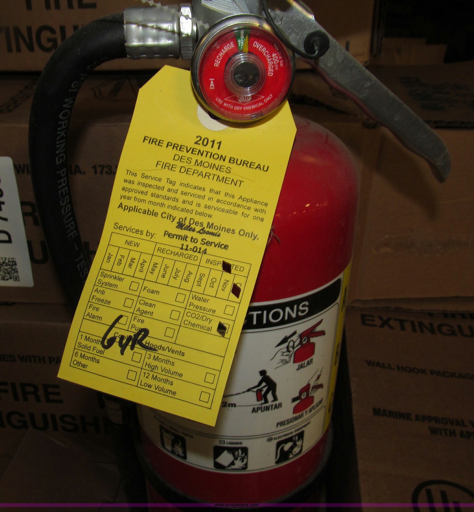 Approximately 40 fire extinguishers in Des Moines, IA Item D7498 sold