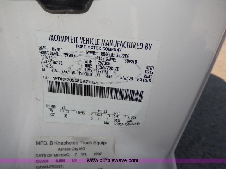 image for item H9709 2008 Ford F250 Super Duty XLT utility truck