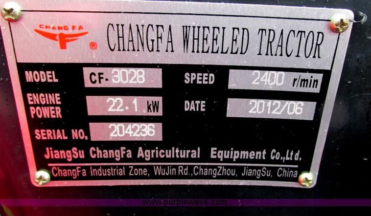 image for item E7372 2012 Changfa 3028 MFWD tractor