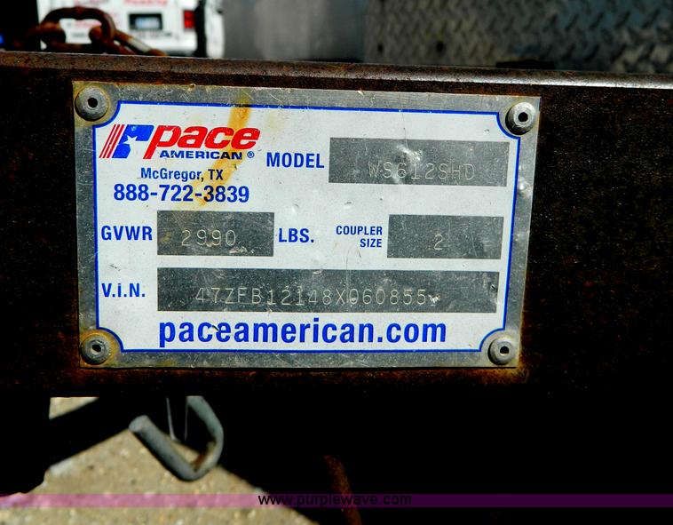 image for item AD9580 2008 Pace 12' x 6' enclosed cargo trailer