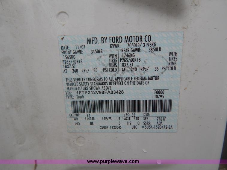 image for item B5843 2008 Ford F150 SuperCab pickup truck