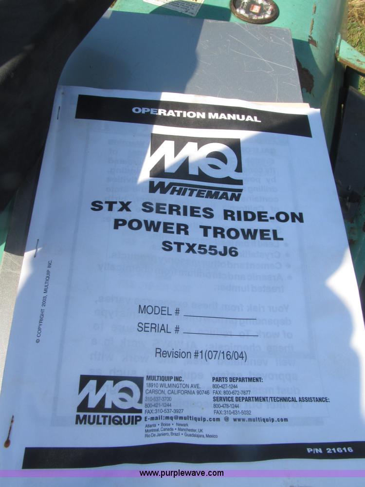 image for item F7129 2004 Whiteman STX-55J-6 non-overlapping 10' trowel