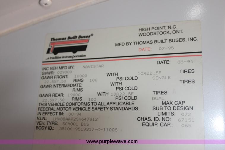 image for item G4157 1995 International 3800 school bus