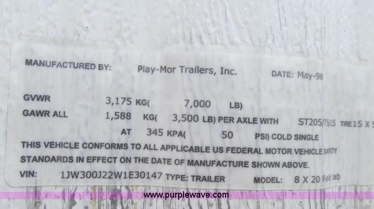 image for item G2102 1998 Play-Mor office trailer