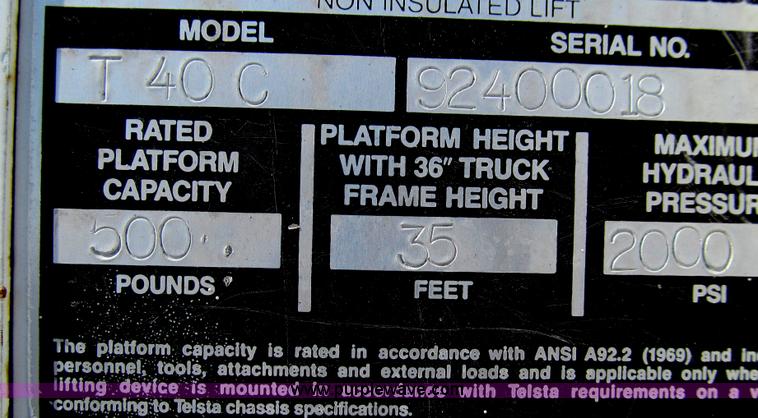 image for item G2113 1992 Telsta T-400 single platform man lift